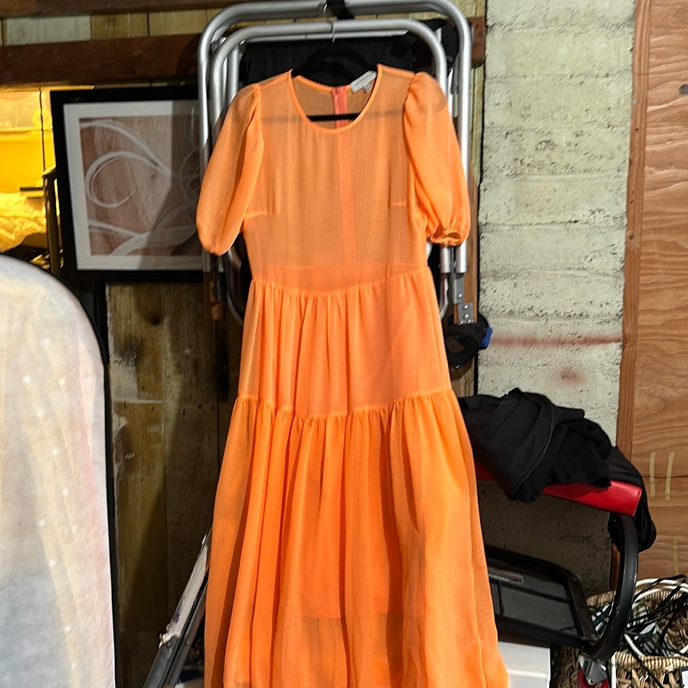 Never fully dressed, sheer orange dress, size 6